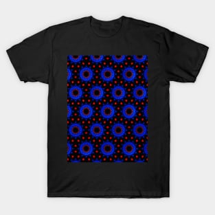 Dark Dramatic Blue and Red Pattern T-Shirt